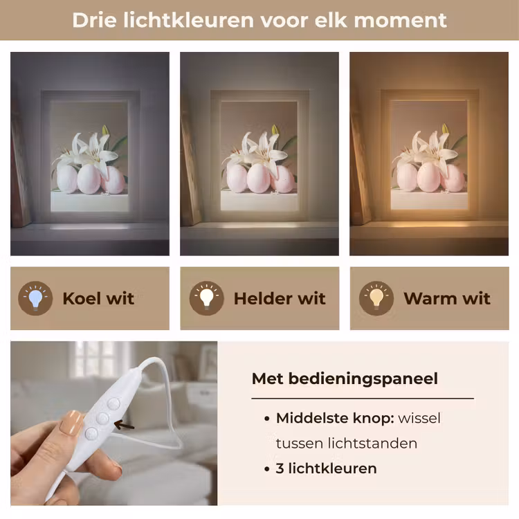 Lelies - Eieren - Pasen Light Box met kabel (Tafellamp) klein -USP_lichtkleurNL