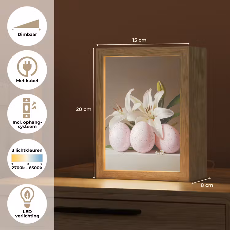 Lelies - Eieren - Pasen Light Box met kabel (Tafellamp) klein -USP_NL