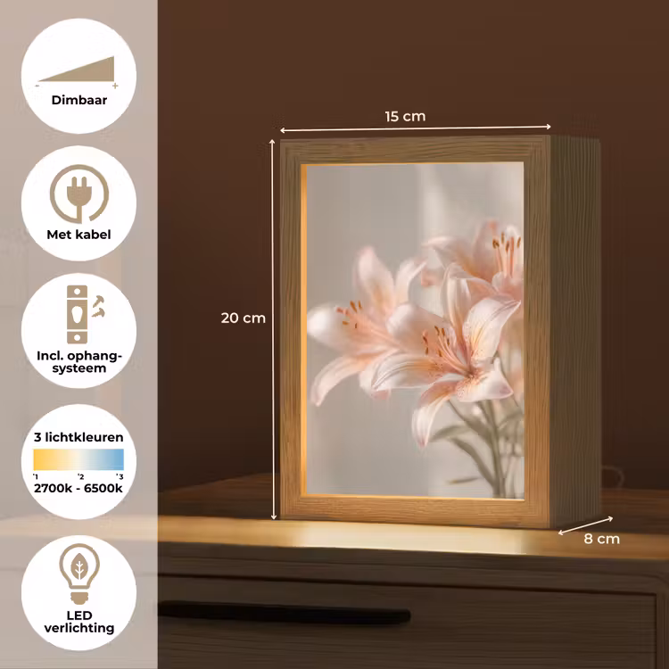 Lelies - Meeldraden - Roze - Wazig Light Box met kabel (Tafellamp) klein -USP_NL