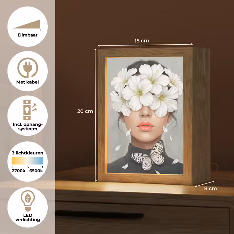Lelies - Portret - Wit Light Box met kabel (Tafellamp) klein -USP_NL