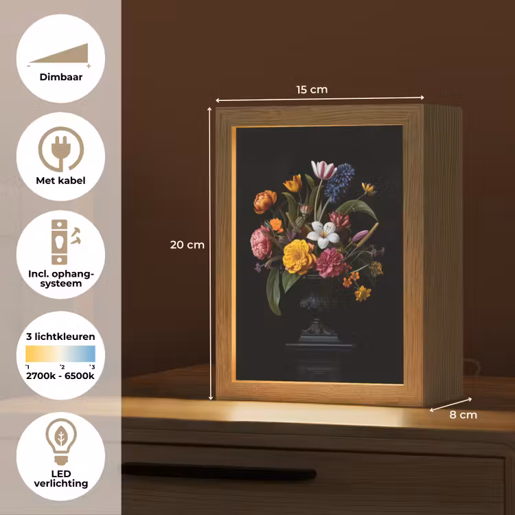 Lente - Bloemen - Klassiek - Vaas Light Box met kabel (Tafellamp) klein -USP_NL