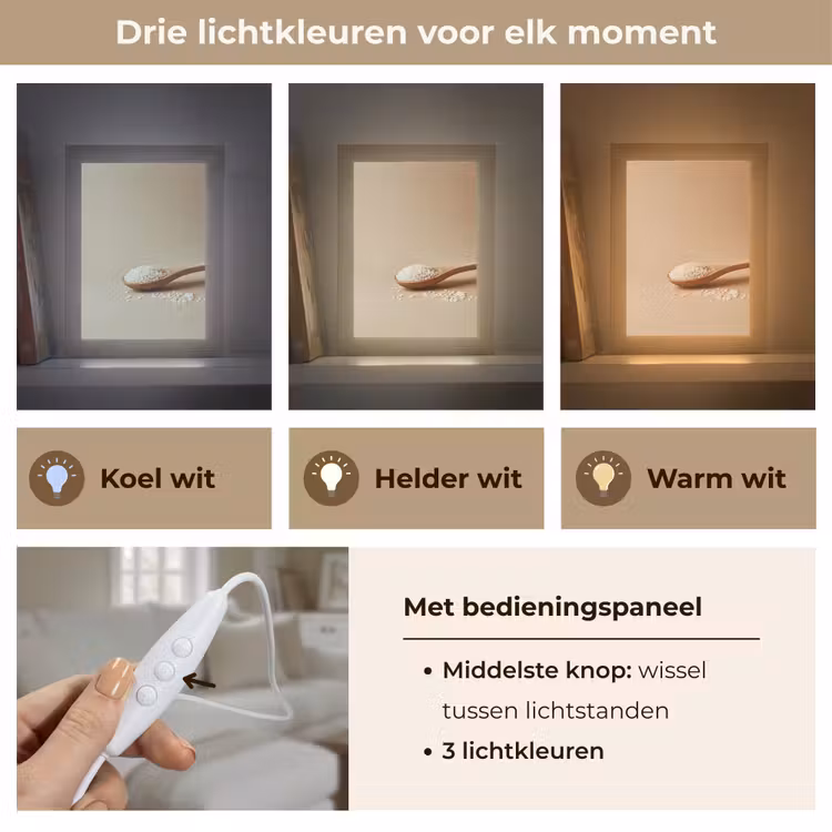 Lepel - Rijst - Hout - Beige Light Box met kabel (Tafellamp) klein -USP_lichtkleurNL
