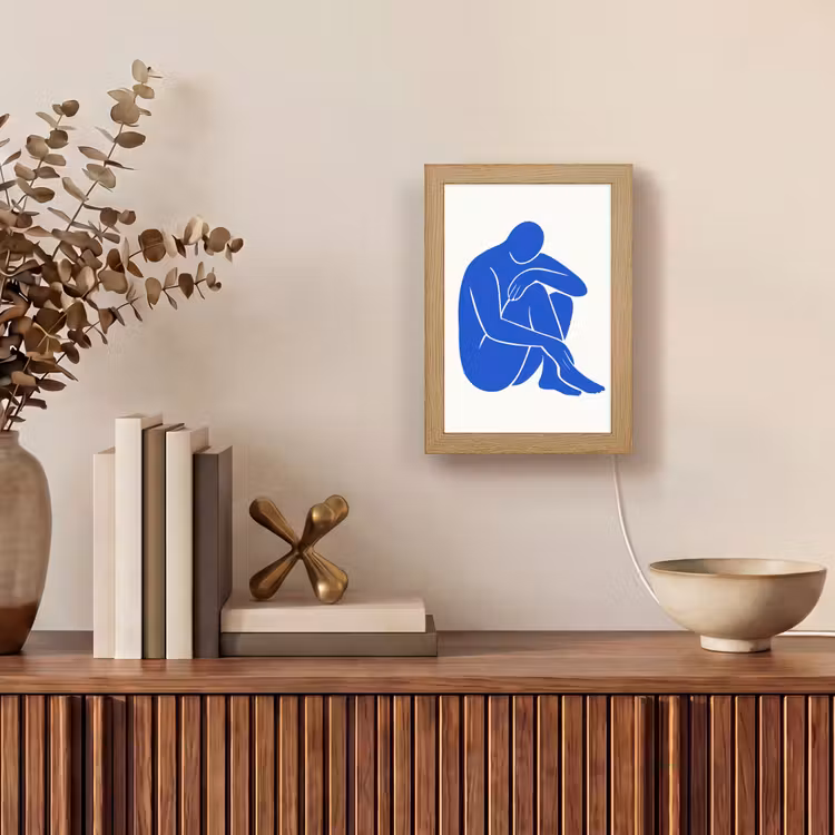 Lichaam - Abstract - Blauw Light Box met kabel (Tafellamp) klein -sfeer2
