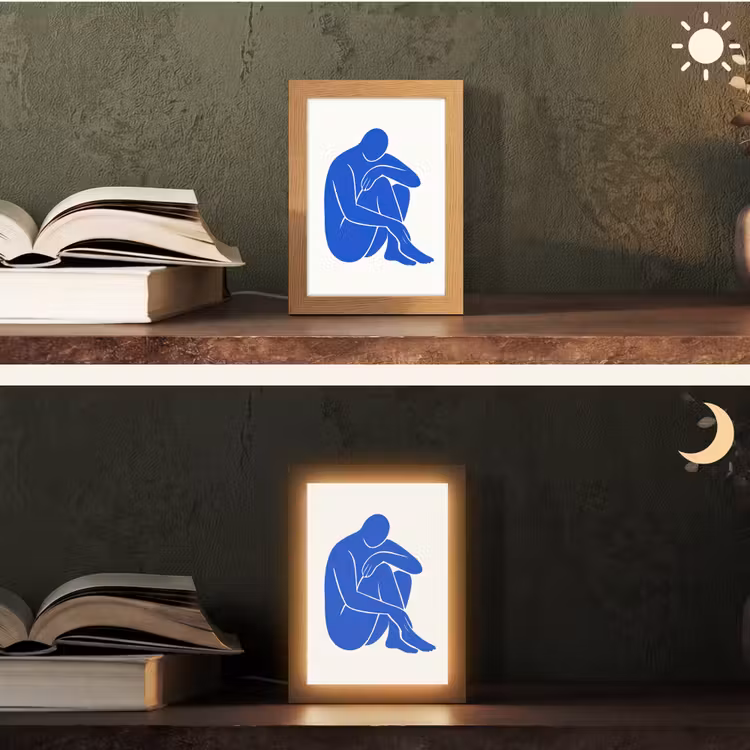 Lichaam - Abstract - Blauw Light Box met kabel (Tafellamp) klein -sfeer3