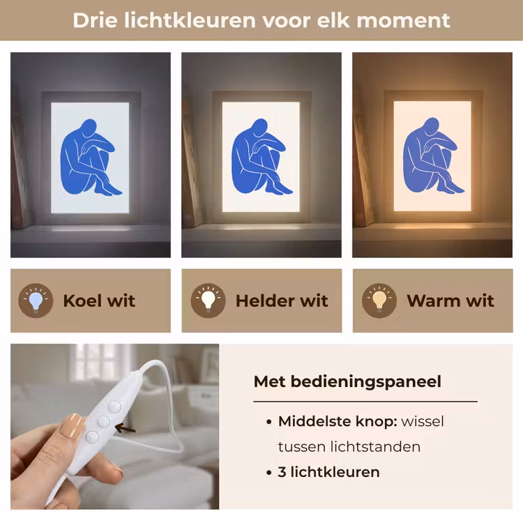 Lichaam - Abstract - Blauw Light Box met kabel (Tafellamp) klein -USP_lichtkleurNL