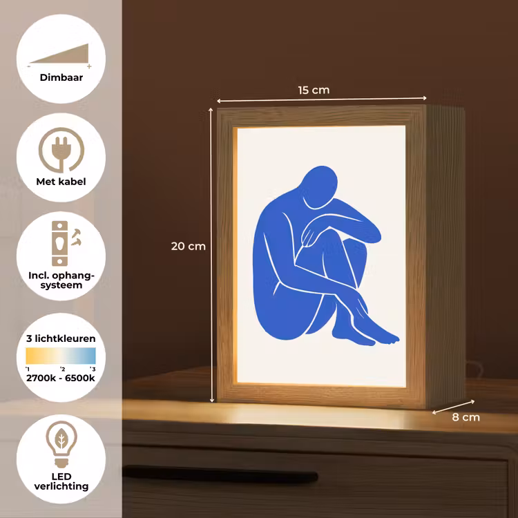 Lichaam - Abstract - Blauw Light Box met kabel (Tafellamp) klein -USP_NL