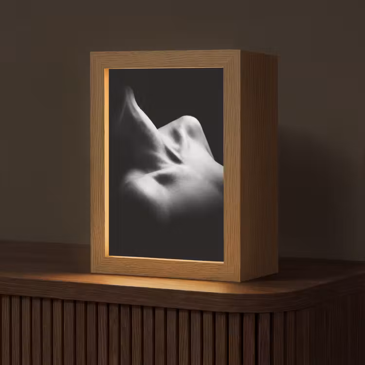 Lichaam - Vormen - Abstract - Zwart - Wit - Sensueel Light Box met kabel (Tafellamp) klein -z3d_website