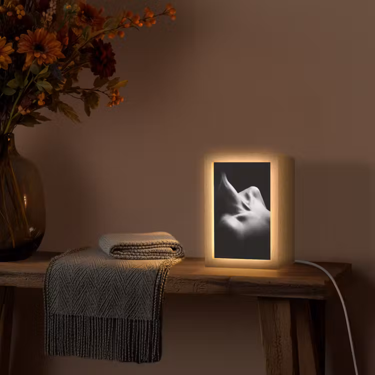 Lichaam - Vormen - Abstract - Zwart - Wit - Sensueel Light Box met kabel (Tafellamp) klein -sfeer4