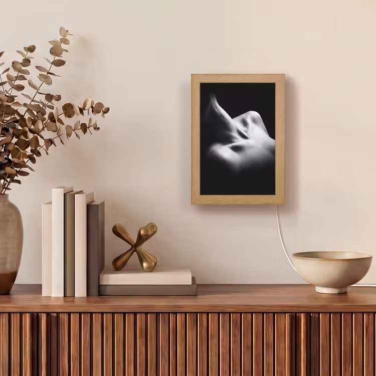 Lichaam - Vormen - Abstract - Zwart - Wit - Sensueel Light Box met kabel (Tafellamp) klein -sfeer2