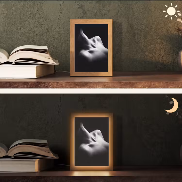 Lichaam - Vormen - Abstract - Zwart - Wit - Sensueel Light Box met kabel (Tafellamp) klein -sfeer3