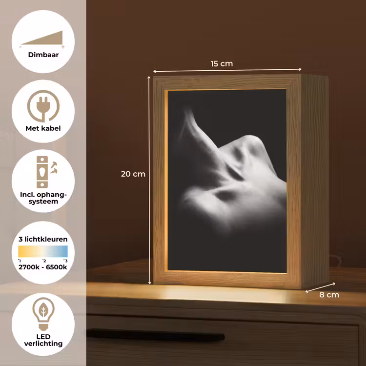 Lichaam - Vormen - Abstract - Zwart - Wit - Sensueel Light Box met kabel (Tafellamp) klein -USP_NL