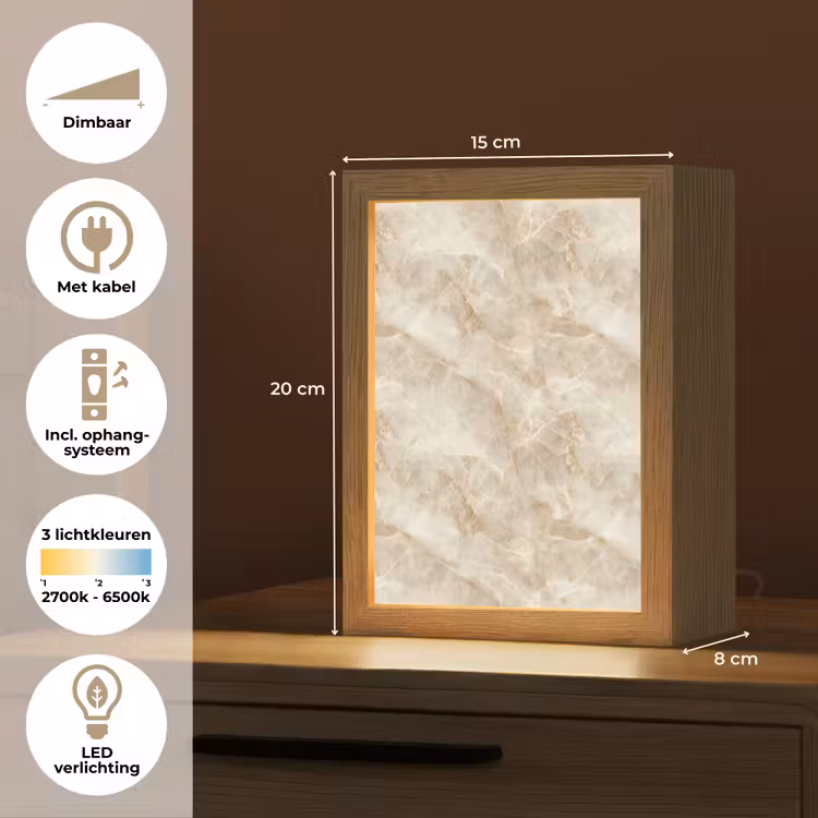 Lichtbeige - Onyx - Subtiel Light Box met kabel (Tafellamp) klein 925 -USP_NL