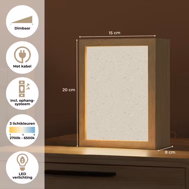 Lichtbeige - Terrazzo - Grijs Light Box met kabel (Tafellamp) klein 925 -USP_NL