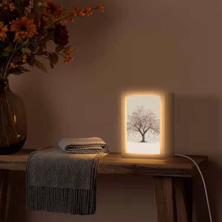 Lichtboom - Winter - Kerst - Meerkleurig Light Box met kabel (Tafellamp) klein -sfeer4