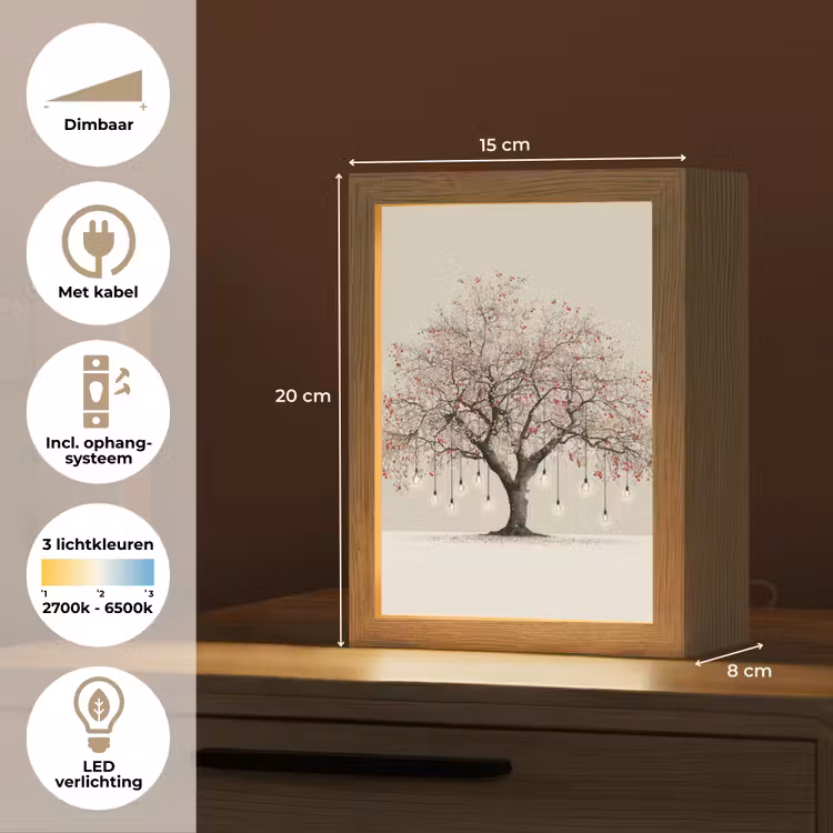 Lichtboom - Winter - Kerst - Meerkleurig Light Box met kabel (Tafellamp) klein -USP_NL