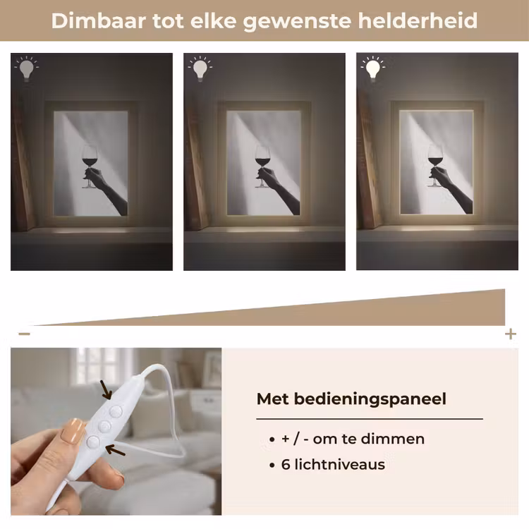 Lichtinval - Wijn - Rood - Glas Light Box met kabel (Tafellamp) klein -USP_dimbaarNL