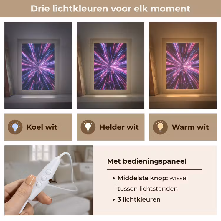 Lichtsnelheid - Ruimte - Roze - Paars Light Box met kabel (Tafellamp) klein -USP_lichtkleurNL