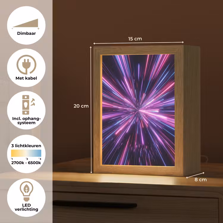 Lichtsnelheid - Ruimte - Roze - Paars Light Box met kabel (Tafellamp) klein -USP_NL