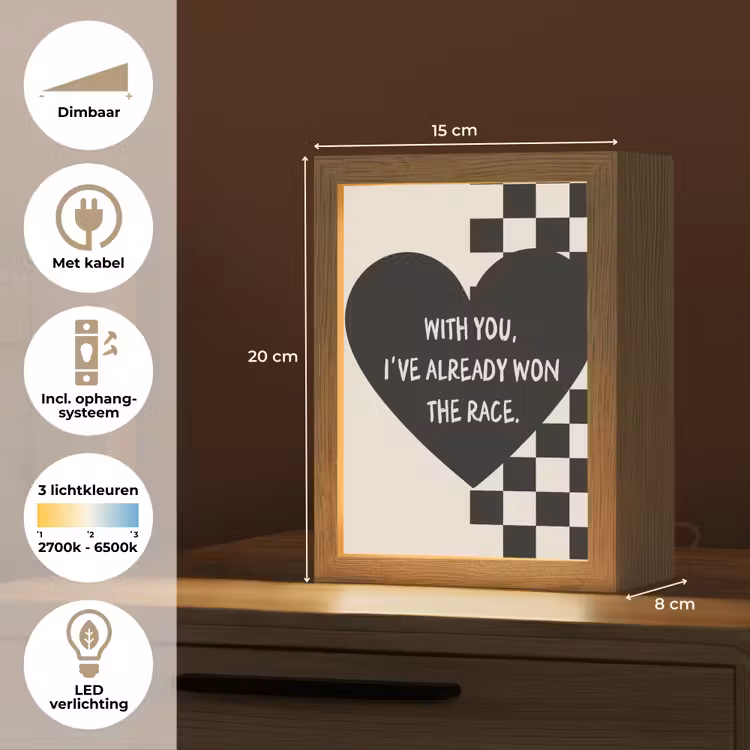 Liefde - Beige - Race Light Box met kabel (Tafellamp) klein -USP_NL