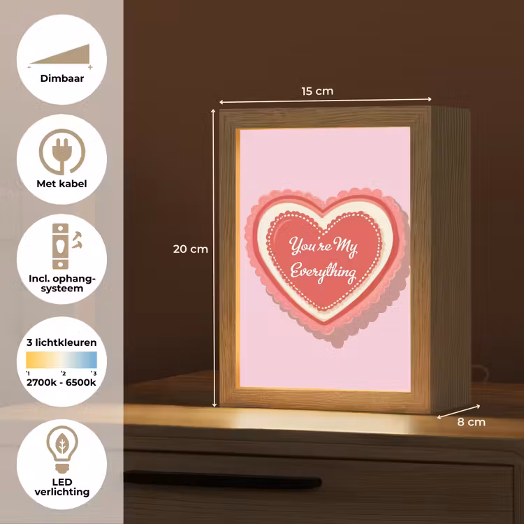 Liefde - Hart - Valentijn Light Box met kabel (Tafellamp) klein -USP_NL