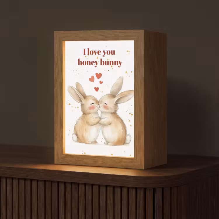 Liefde - Rood - konijn Light Box met kabel (Tafellamp) klein -z3d_website