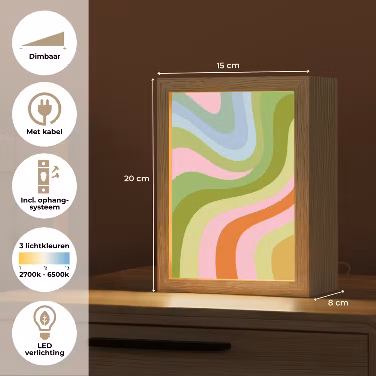 Lijnen - Pasteltinten - Golvend Light Box met kabel (Tafellamp) klein -USP_NL