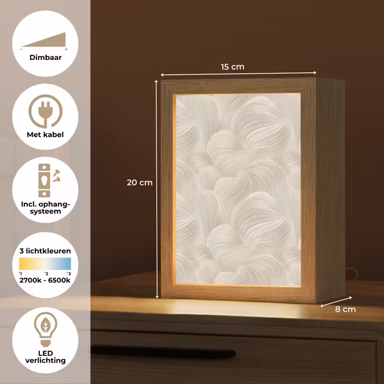 Lijnen - Waaier - Beige Light Box met kabel (Tafellamp) klein 925 -USP_NL