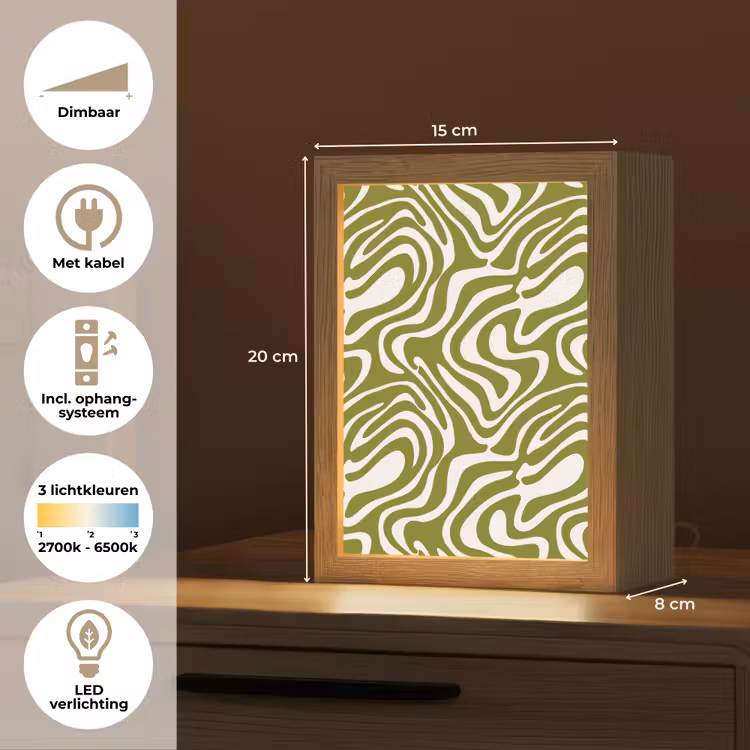 Lijnpatroon - Groen - Organisch Light Box met kabel (Tafellamp) klein 925 -USP_NL