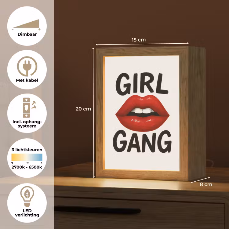 Lip - Girl - Rood - Letters Light Box met kabel (Tafellamp) klein -USP_NL