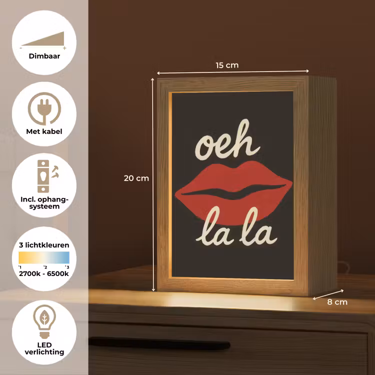 Lip - Rood - Quote Light Box met kabel (Tafellamp) klein -USP_NL