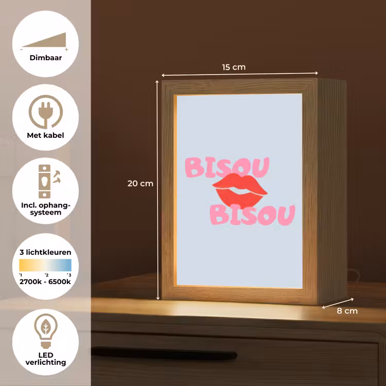 Lippen - Bisou - Blauw Light Box met kabel (Tafellamp) klein -USP_NL