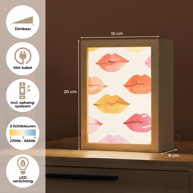 Lippen - Kleurrijk - Glanzend Light Box met kabel (Tafellamp) klein -USP_NL