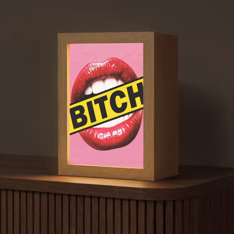 Lippen - Tekst - Kleurrijk Light Box met kabel (Tafellamp) klein -z3d_website