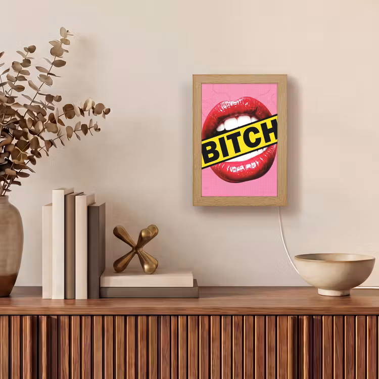 Lippen - Tekst - Kleurrijk Light Box met kabel (Tafellamp) klein -sfeer2
