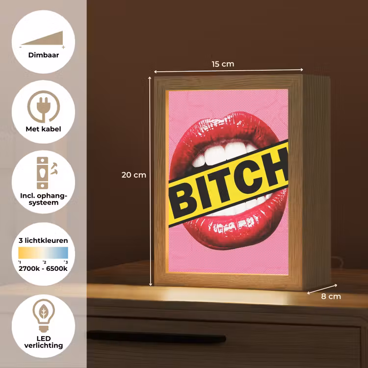 Lippen - Tekst - Kleurrijk Light Box met kabel (Tafellamp) klein -USP_NL