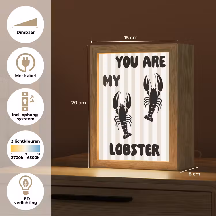 Lobster - Beige - Minimalistisch Light Box met kabel (Tafellamp) klein -USP_NL