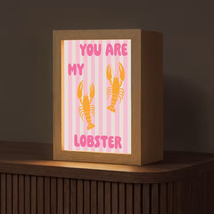 Lobster - Love - Valentijn Light Box met kabel (Tafellamp) klein -z3d_website
