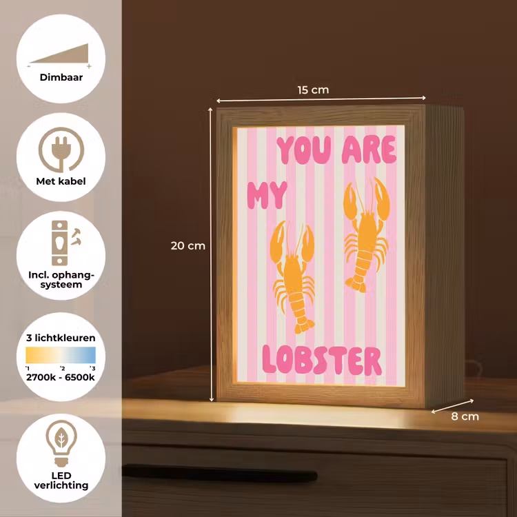 Lobster - Love - Valentijn Light Box met kabel (Tafellamp) klein -USP_NL