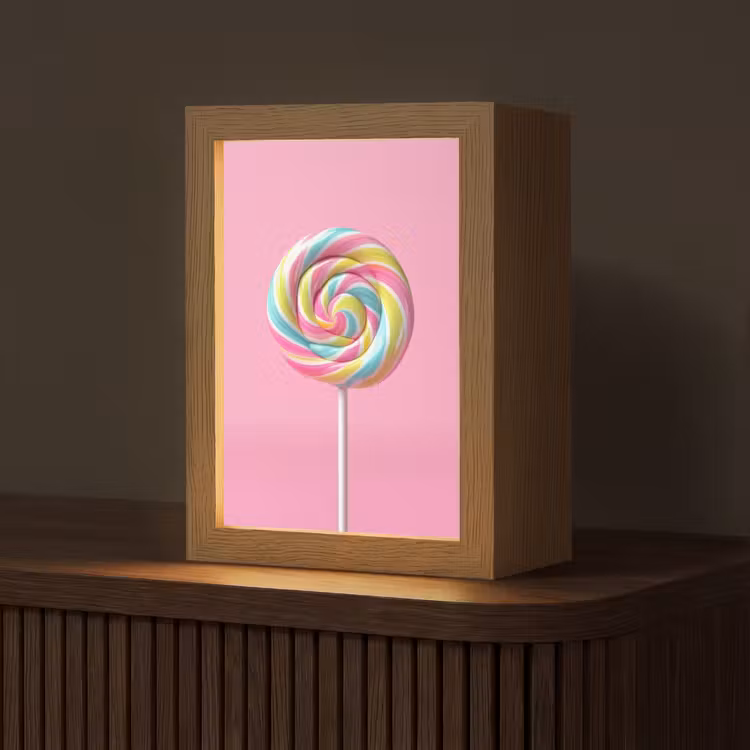Lolly - Roze - Snoep - Zoet Light Box met kabel (Tafellamp) klein -z3d_website