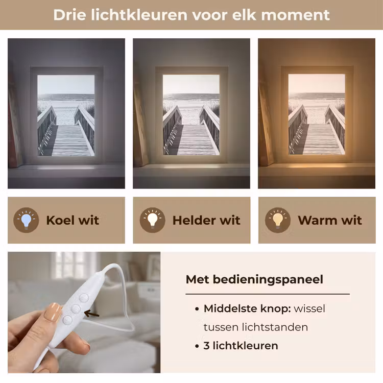 Loopbrug - Hout - Strand - Zee Light Box met kabel (Tafellamp) klein -USP_lichtkleurNL