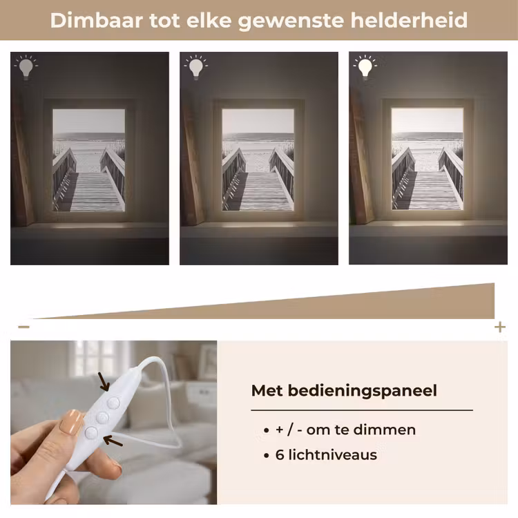 Loopbrug - Hout - Strand - Zee Light Box met kabel (Tafellamp) klein -USP_dimbaarNL