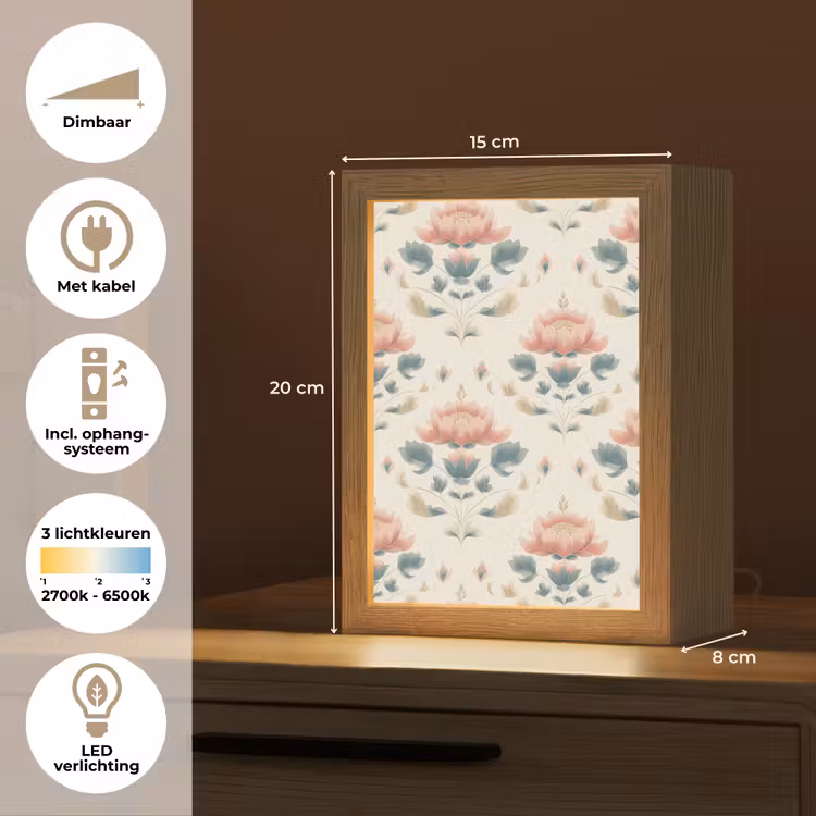 Lotus - Bloemen - Roze Light Box met kabel (Tafellamp) klein 925 -USP_NL