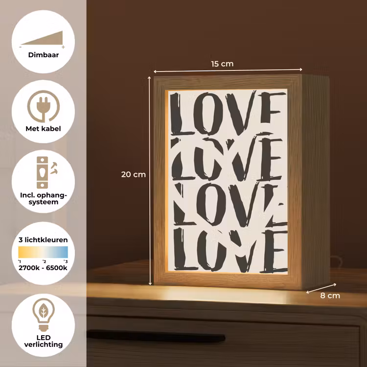 Love - Hart - Beige Light Box met kabel (Tafellamp) klein -USP_NL
