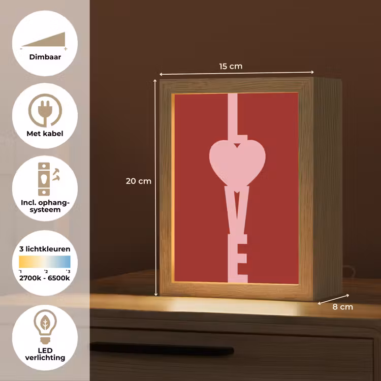 Love - Hart - Rood Light Box met kabel (Tafellamp) klein -USP_NL