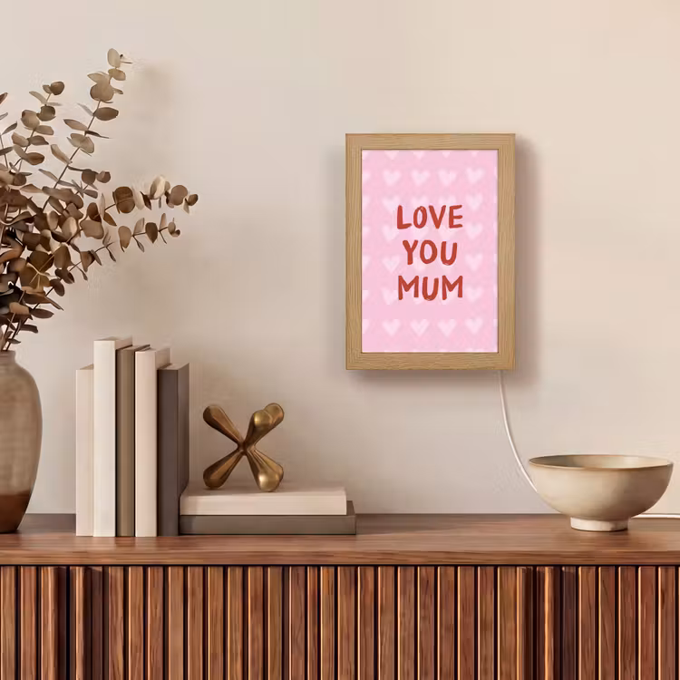 Love - Quote - Moeder - Rood Light Box met kabel (Tafellamp) klein -sfeer2