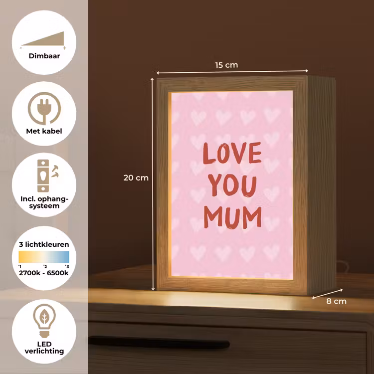 Love - Quote - Moeder - Rood Light Box met kabel (Tafellamp) klein -USP_NL
