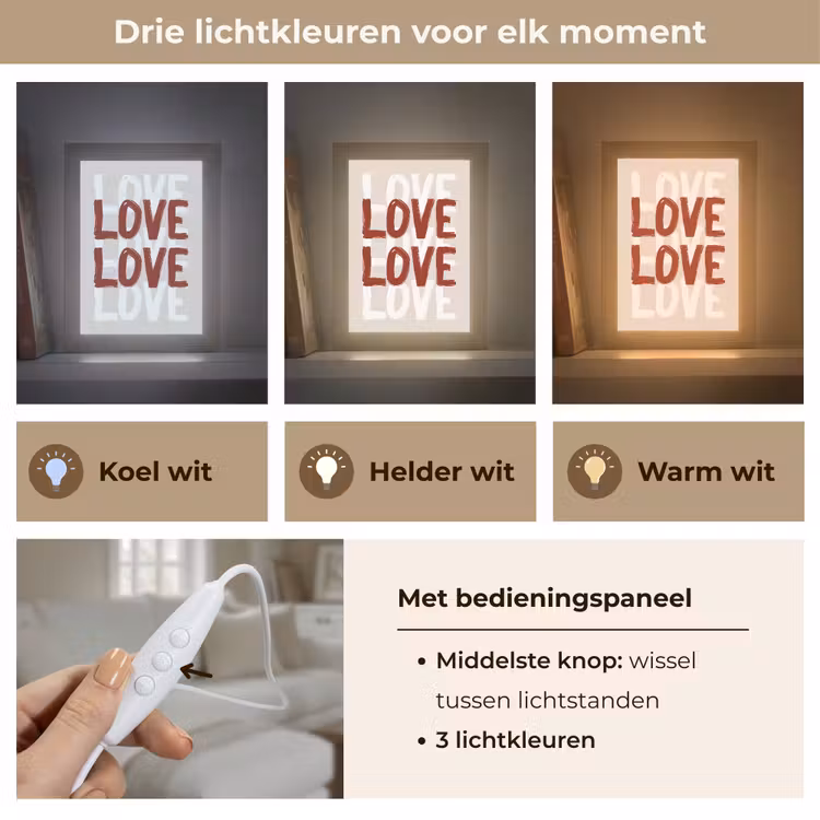 Love - Rood - Tekst Light Box met kabel (Tafellamp) klein -USP_lichtkleurNL