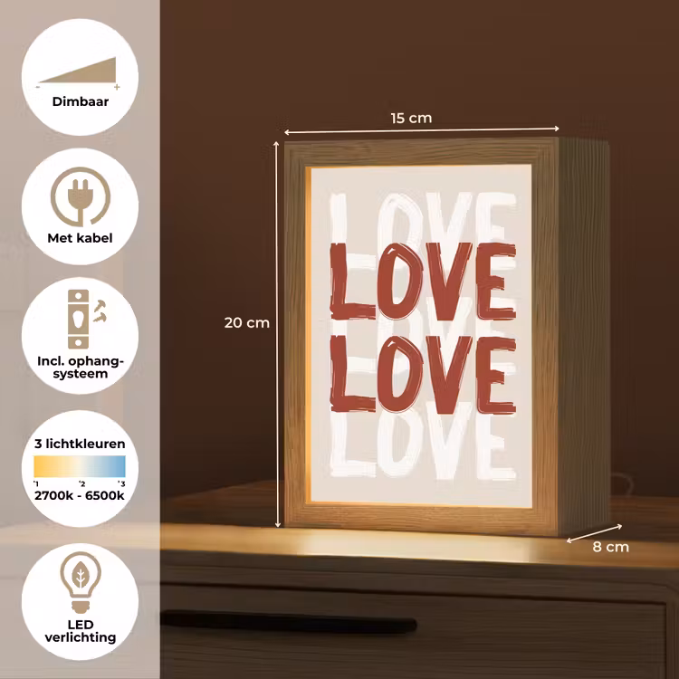 Love - Rood - Tekst Light Box met kabel (Tafellamp) klein -USP_NL
