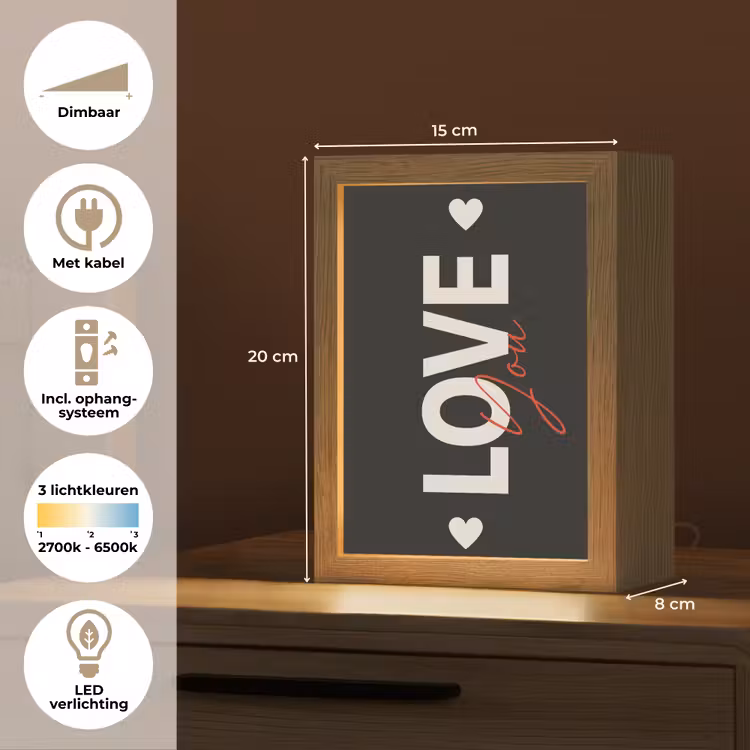 Love - Rood - Valentijn Light Box met kabel (Tafellamp) klein -USP_NL