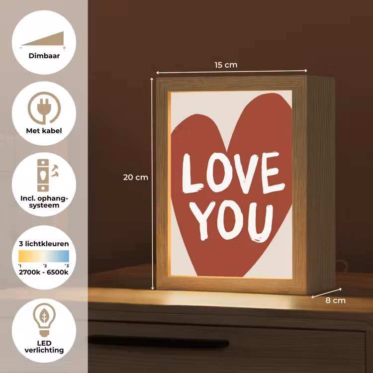 Loveyou - Hart - Rood Light Box met kabel (Tafellamp) klein -USP_NL